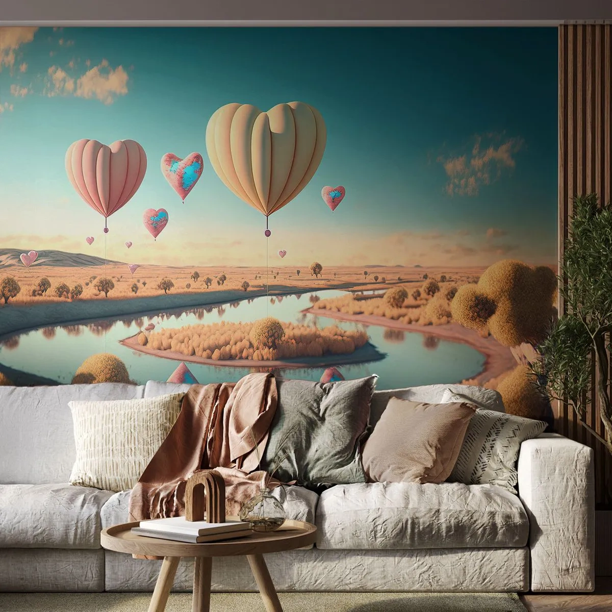 Tapet Standard Eco - Iubirea ne înalță - baloane, Pastel, Bomboane - 350x256 cm