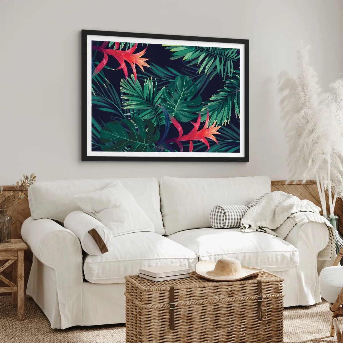 Poster în ramă neagră - Flacăra verde - 100x70 cm