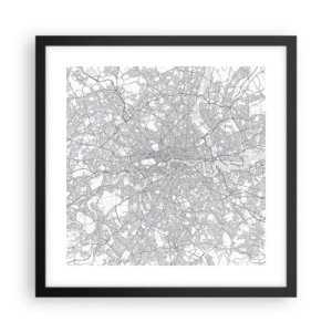 Poster în ramă neagră - Harta labirintului din Londra - 40x40 cm