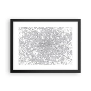Poster în ramă neagră - Harta labirintului din Londra - 40x30 cm