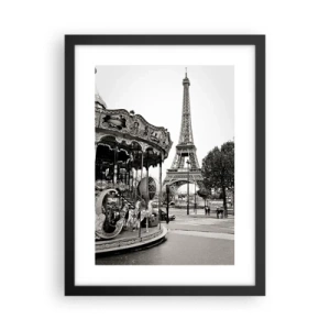 Poster în ramă neagră - Distracții retro pariziene - 30x40 cm