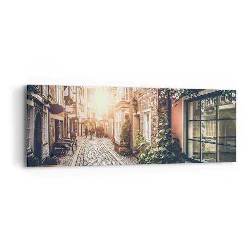 Tablou pe pânză - Străduță în splendoare roz - 90x30 cm