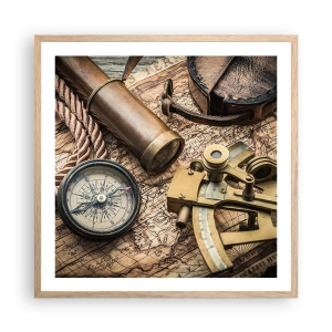 Poster în ramă de stejar deschis - Stabilește cursul - 60x60 cm