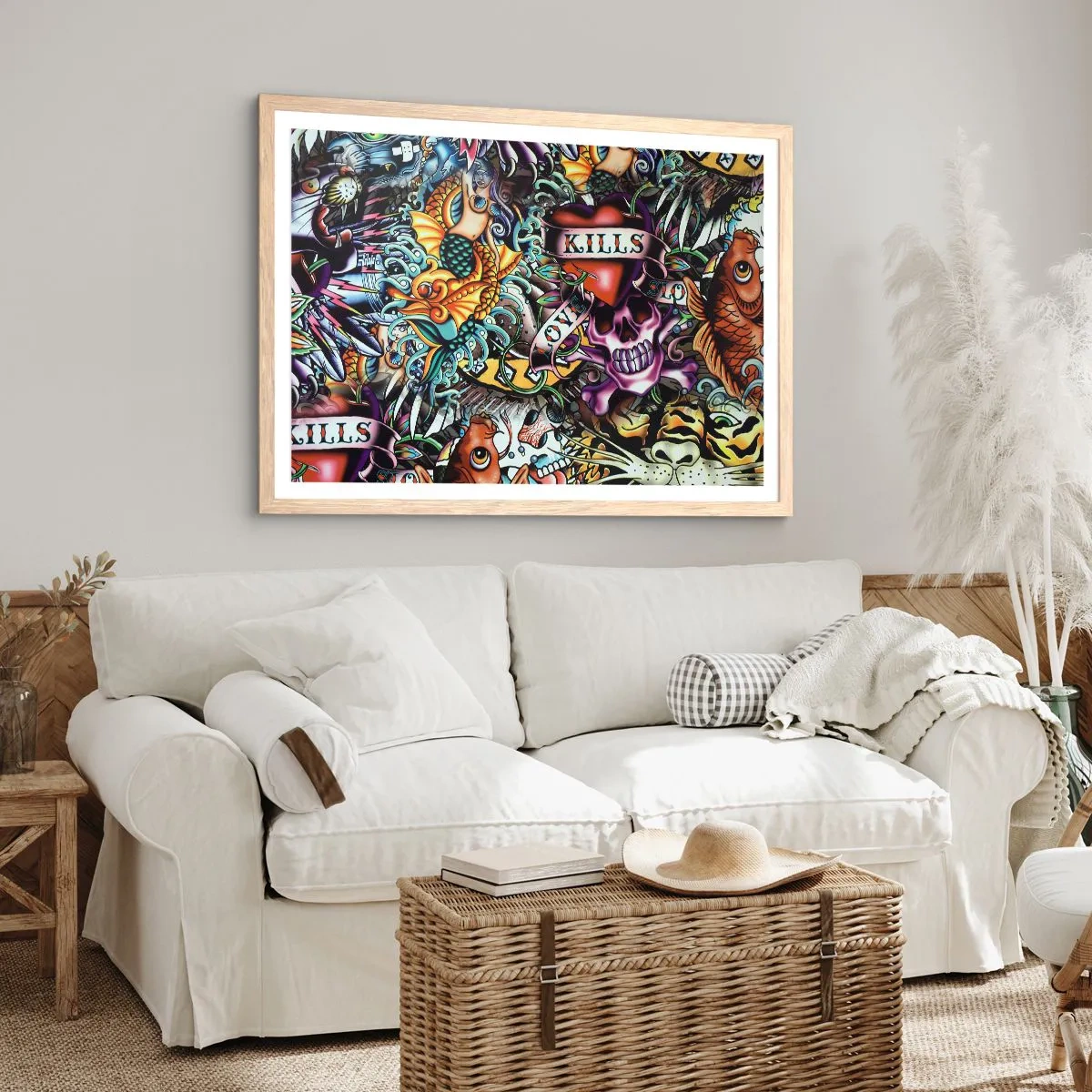 Poster în ramă de stejar deschis - Visul unui artist tatuator - 40x30 cm