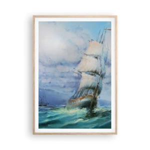 Poster în ramă de stejar deschis - Vânturi bune - 70x100 cm