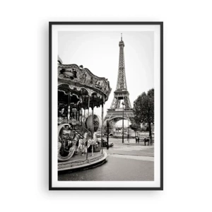 Poster în ramă neagră - Distracții retro pariziene - 61x91 cm