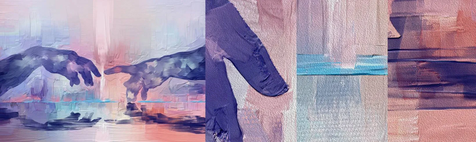 Mostră tapet Premium Sand - Scânteia divină a vieții - Mâinile, Michelangelo, Bucată - 100x30 cm