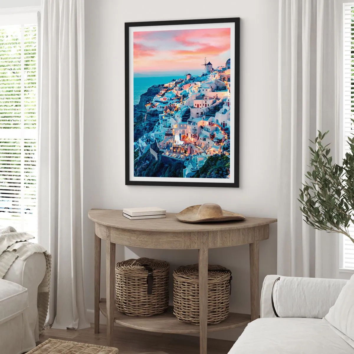 Poster în ramă neagră - Vacanța ta grecească - 61x91 cm