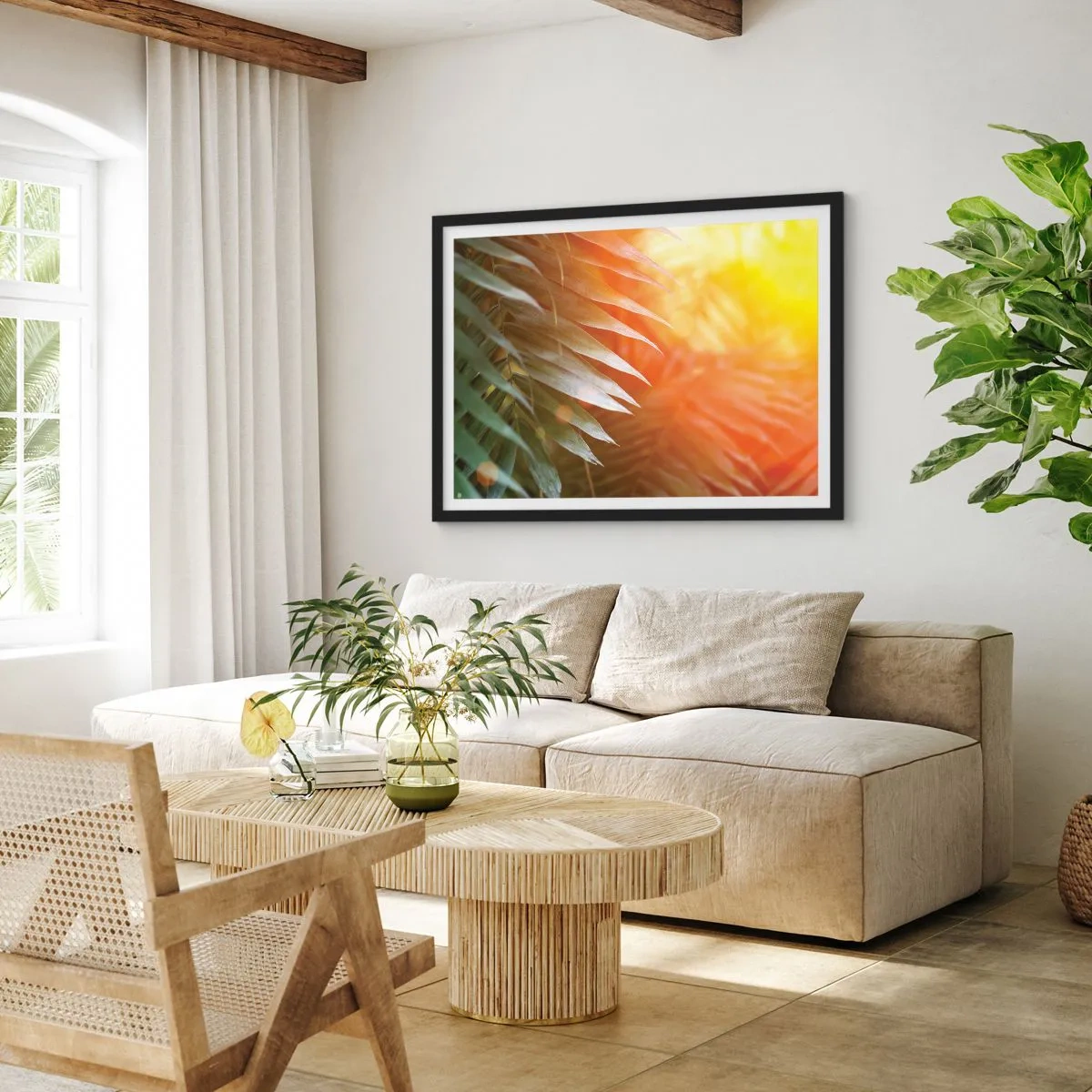 Poster în ramă neagră - Dimineață în junglă - 70x50 cm