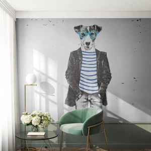 Fototapetă personalizată Standard Eco - Câinele în dungi - Abstracția, Om, Câine