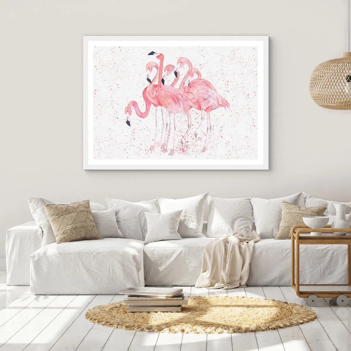 Poster în ramă albă - Ansamblul roz - 70x50 cm