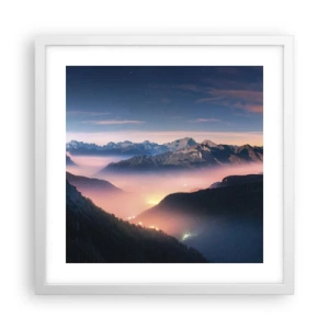 Poster în ramă albă - Lumină în văi - 40x40 cm