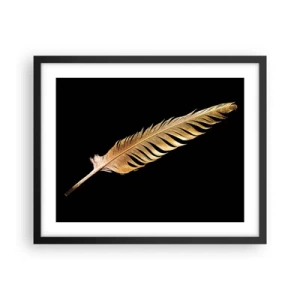 Poster în ramă neagră - Pană aurie perfectă - 50x40 cm