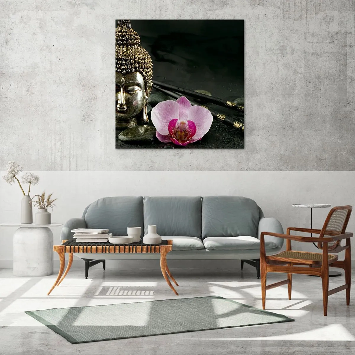 Tablou pe sticlă - Armonie între înțelepciune și frumusețe - 70x70 cm