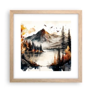 Poster în ramă de stejar deschis - Toamna de aur în munți - 30x30 cm