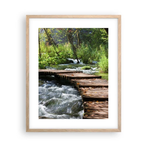 Poster în ramă de stejar deschis - Cascadă spumoasă - 40x50 cm