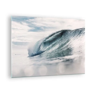 Tablou pe sticlă - Un val oceanic puternic în razele soarelui - 70x50cm - Summitul apei - Decorațiune modernă pentru perete pentru living și dormitor ARTTOR