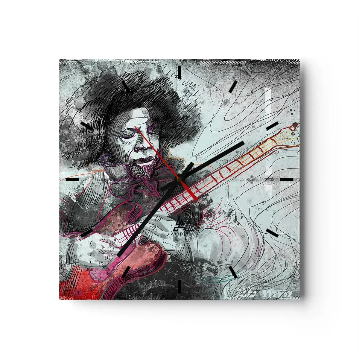 Ceas de perete - Ceas pe sticlă - Pe valurile muzicii - 30x30 cm