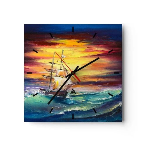 Ceas de perete - Ceas pe sticlă - Înfruntând valurile - 30x30 cm