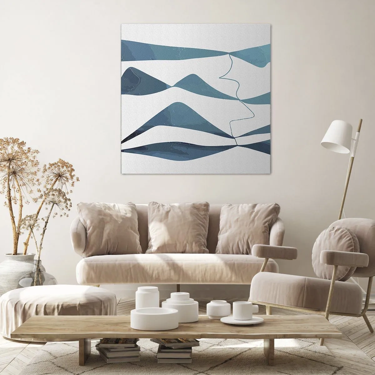 Tablou pe pânză - Abstracție: relație turcoaz - 60x60 cm