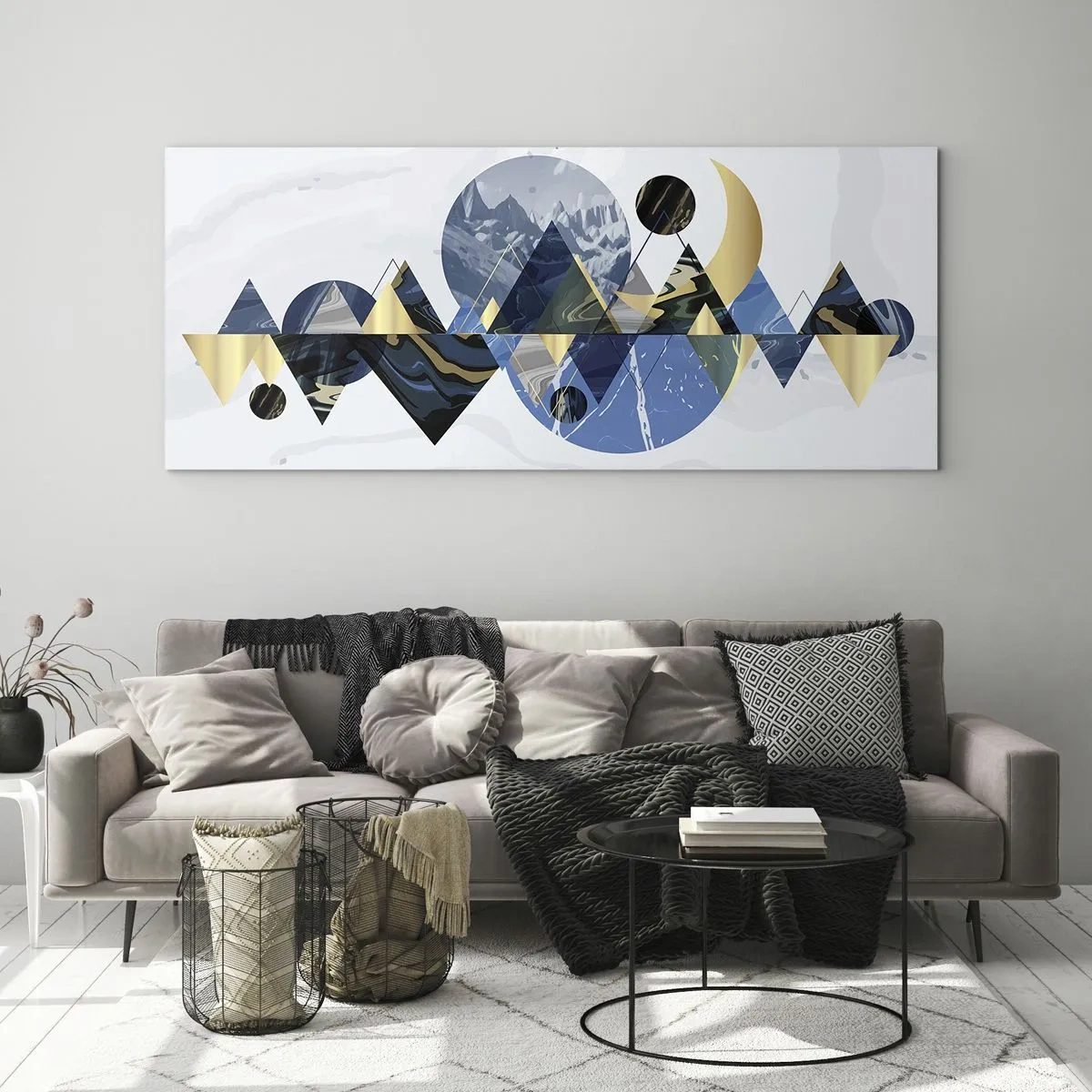 Tablou pe sticlă - Peisaj geometric - 140x50 cm