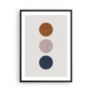Poster în ramă neagră - Cercuri minimaliste în nuanțe calde pe un fundal deschis - 50x70cm - Simbol de excelență - Decorațiune modernă pentru perete pentru living și dormitor ARTTOR