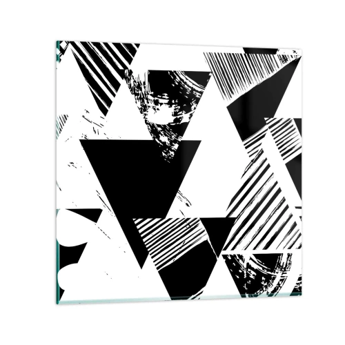 Tablou pe sticlă - Ploaie de triunghiuri - 40x40 cm