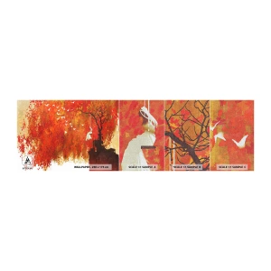Mostră tapet Premium Canvas - Va zbura cu ei? - Abstracția, Femeie, Păsări - 100x30 cm