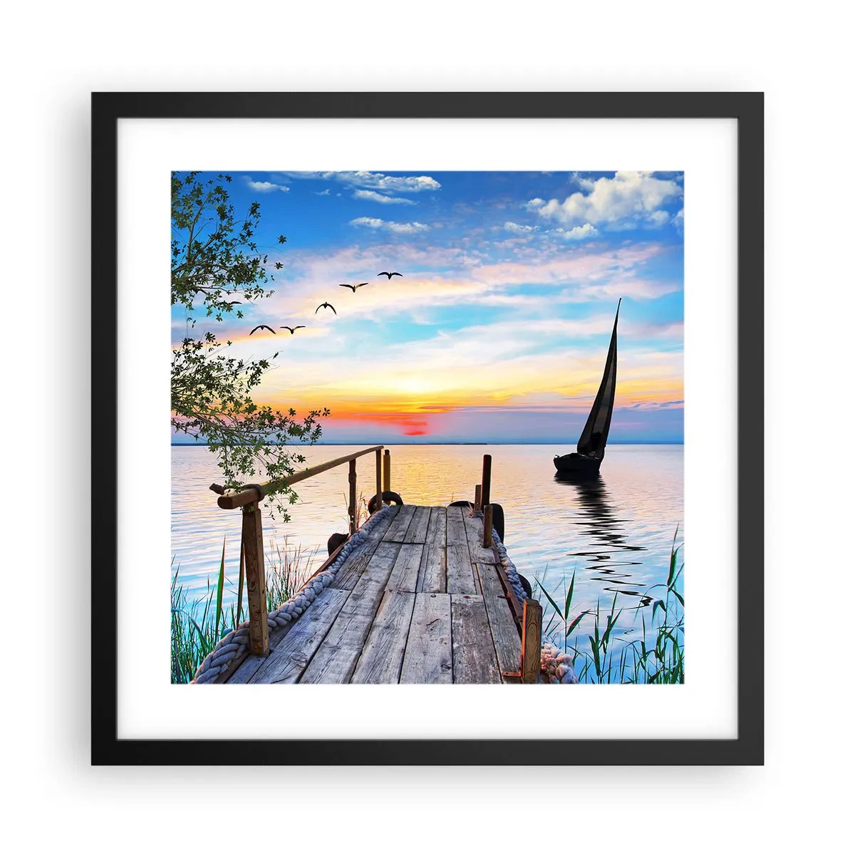 Poster în ramă neagră - Bună seara - 40x40 cm