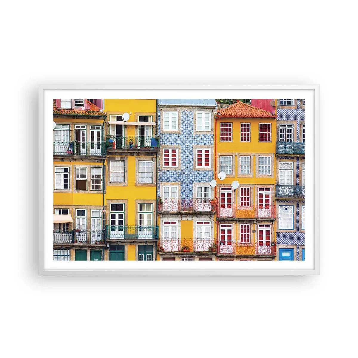 Poster în ramă albă - Culorile orașului vechi - 91x61 cm