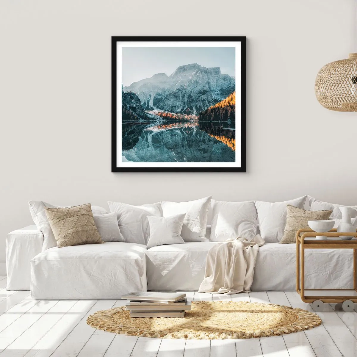 Poster în ramă neagră - Peisaj în oglindă - 30x30 cm
