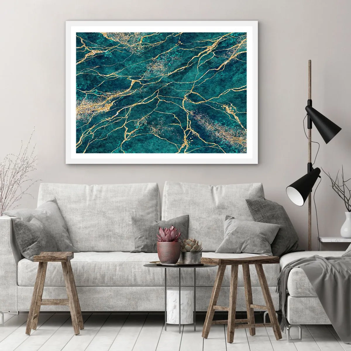 Poster în ramă albă - Filon de aur - 100x70 cm