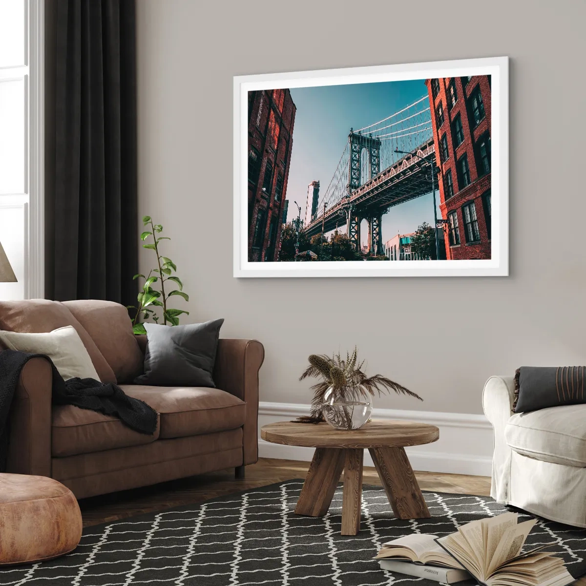 Poster în ramă albă - În valurile orașului - 100x70 cm