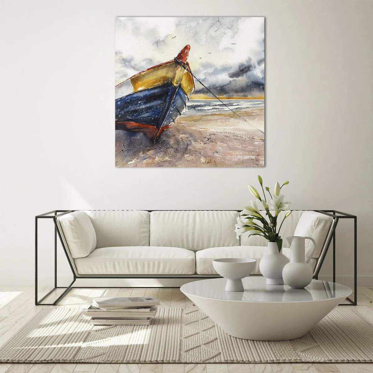 Tablou pe sticlă - Se odihnește pe țărm - 60x60 cm