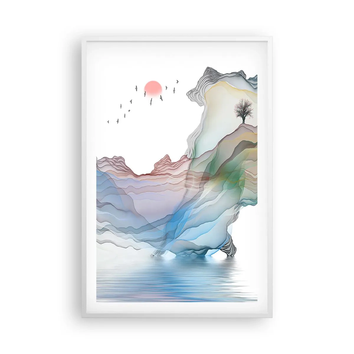 Poster în ramă albă - Spre munții de cristal - 61x91 cm