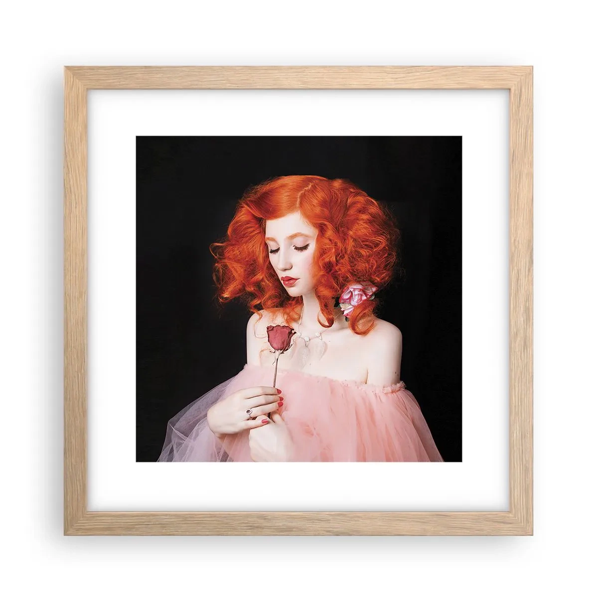 Poster în ramă de stejar deschis - În stil baroc - 30x30 cm