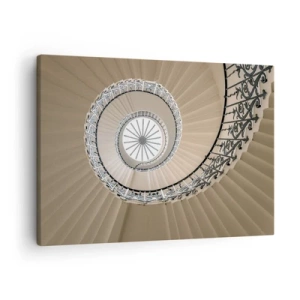 Tablou pe pânză Canvas - Scară în spirală într-o abordare geometrică elegantă - 70x50cm - În interiorul cochiliei - Decorațiune modernă pentru perete pentru living și dormitor ARTTOR