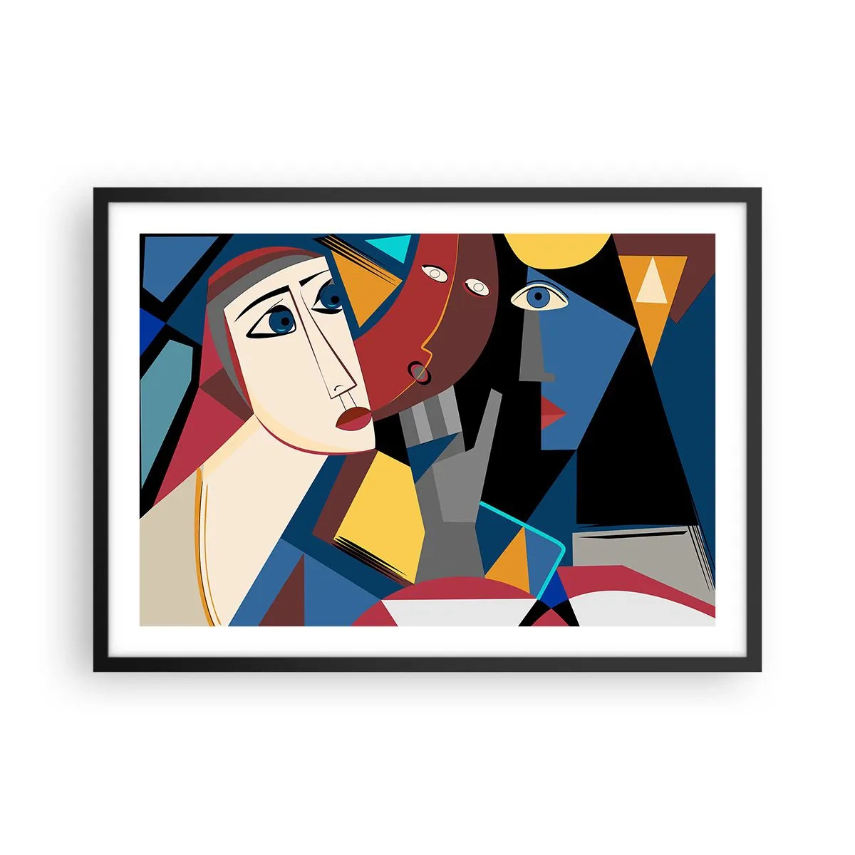Poster în ramă neagră - Discuția cubiștilor - 70x50 cm