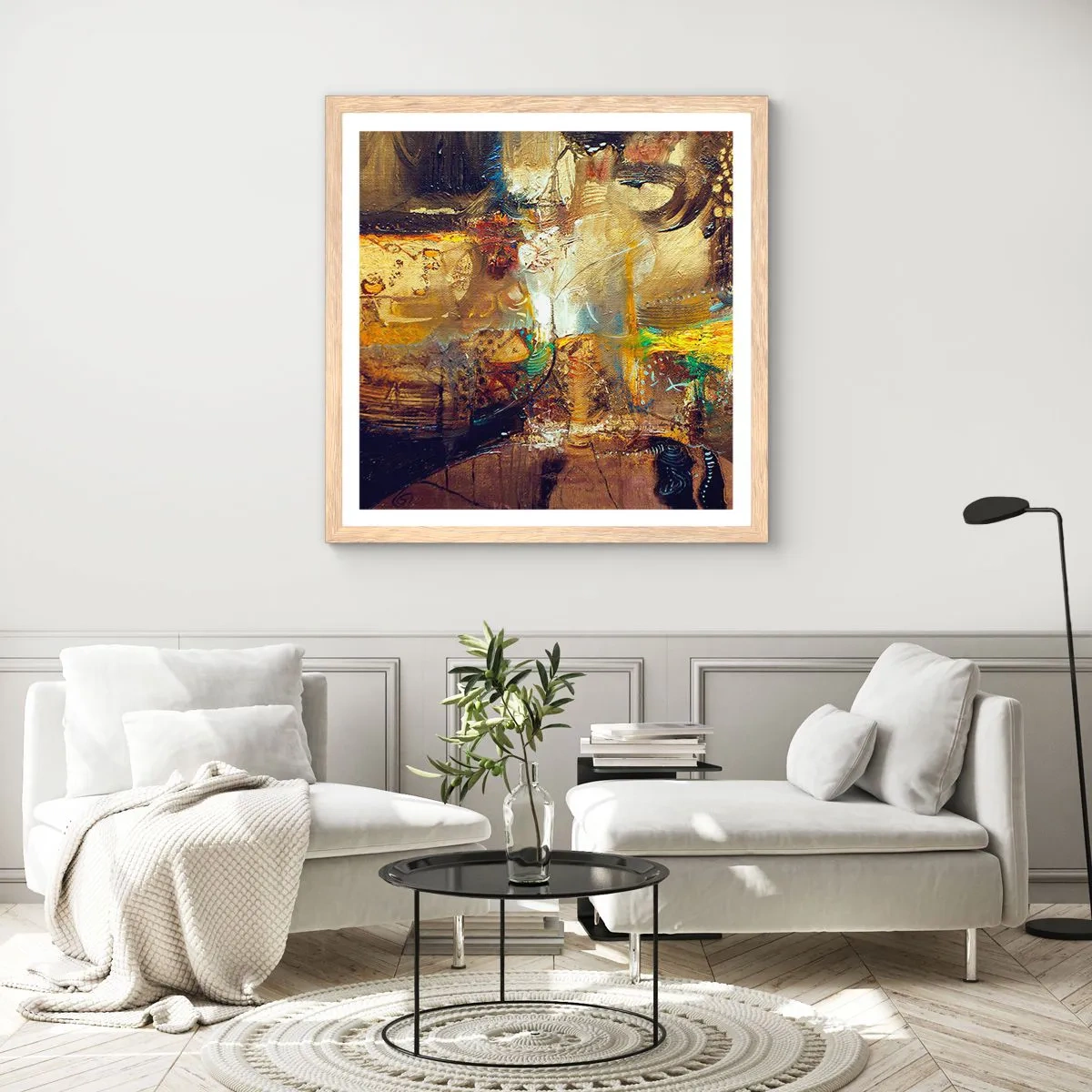 Poster în ramă de stejar deschis - Rece, călduț, fierbinte - 50x50 cm