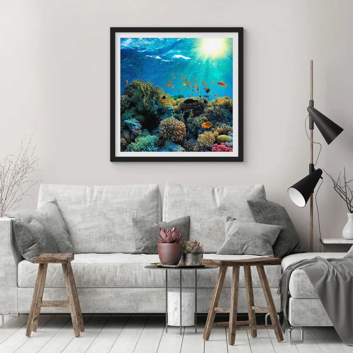 Poster în ramă neagră - Comori subacvatice - 40x40 cm