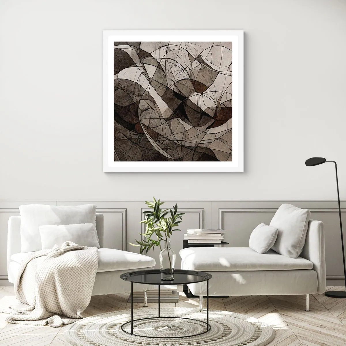 Poster în ramă albă - Circulația culorilor pământului - 30x30 cm