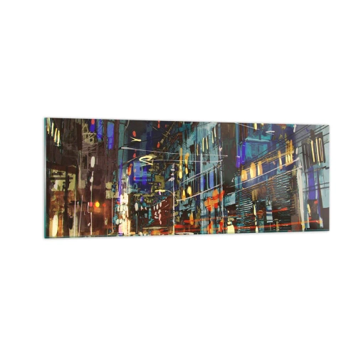 Tablou pe sticlă - Agitația de seară a străzii - 140x50 cm