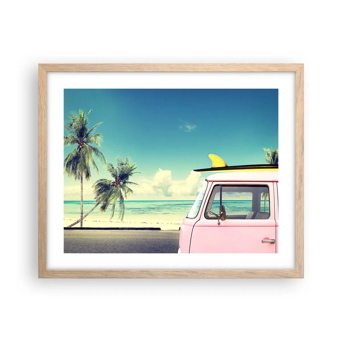Poster în ramă de stejar deschis - Să înceapă vacanța - 50x40 cm