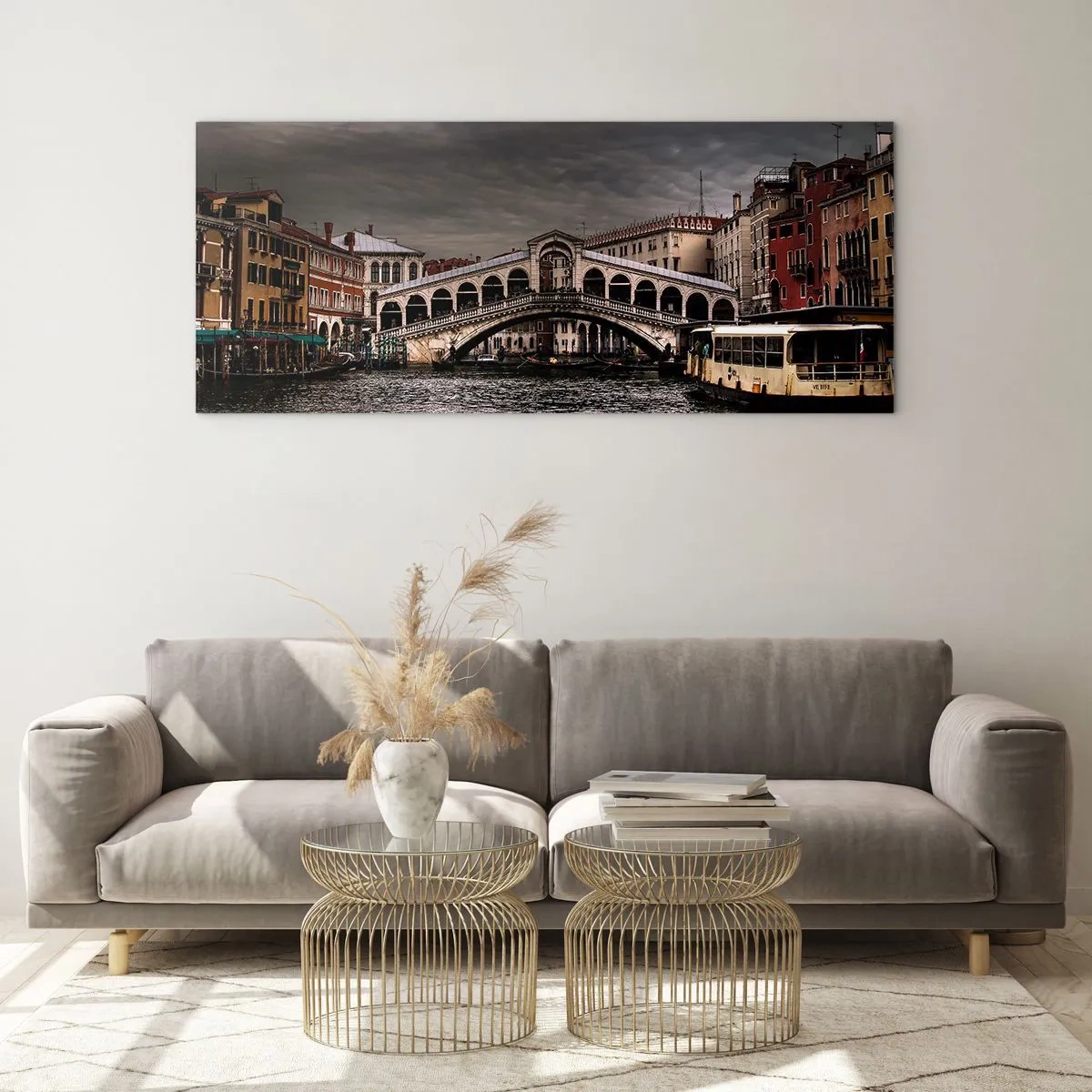 Tablou pe sticlă - Promisiunea unei seri venețiene - 90x30 cm
