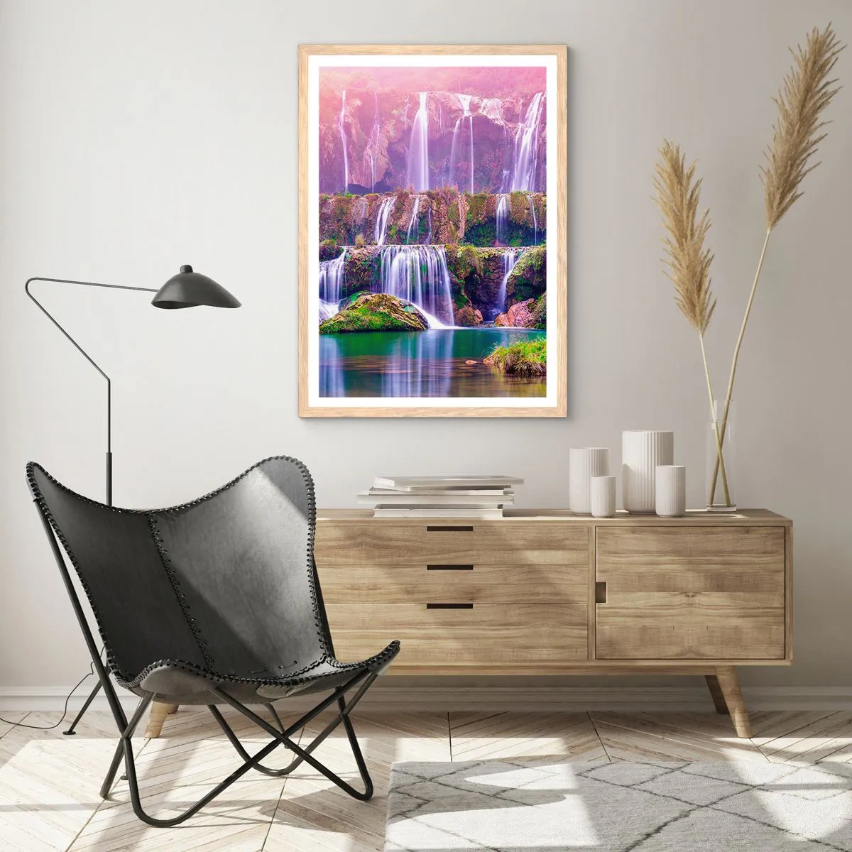 Poster în ramă de stejar deschis - Scara către cer - 70x100 cm