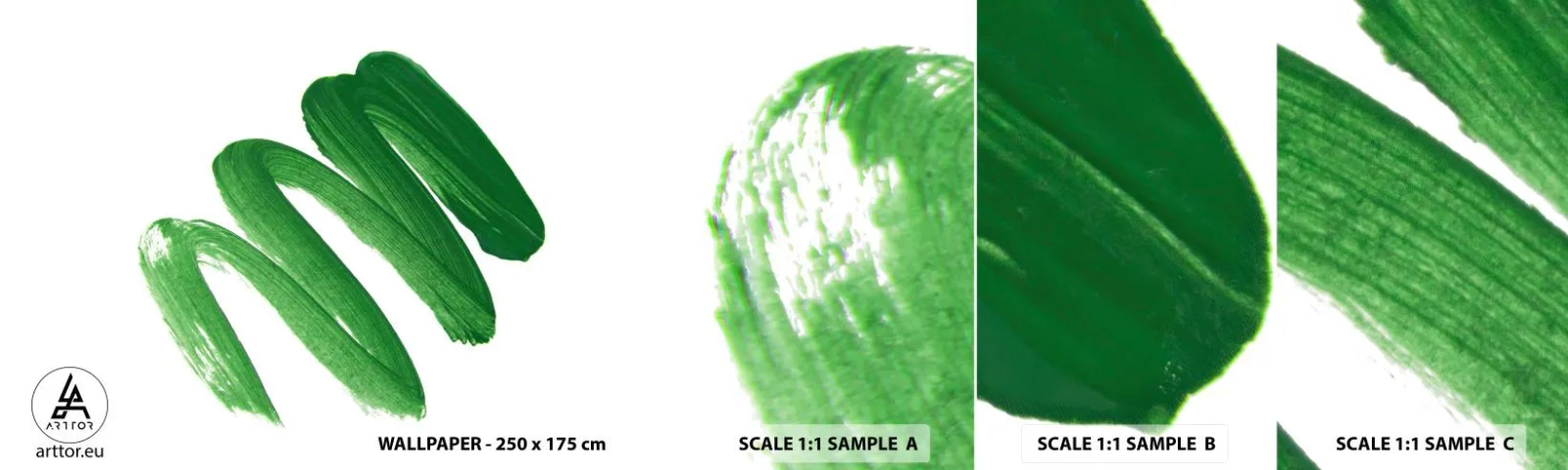 Mostră tapet autocolant Deluxe Sticker - Glumă verde - A picta, Minimalism, Abstracția - 100x30 cm