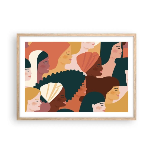 Poster în ramă de stejar deschis - Numai feminitate - 70x50 cm