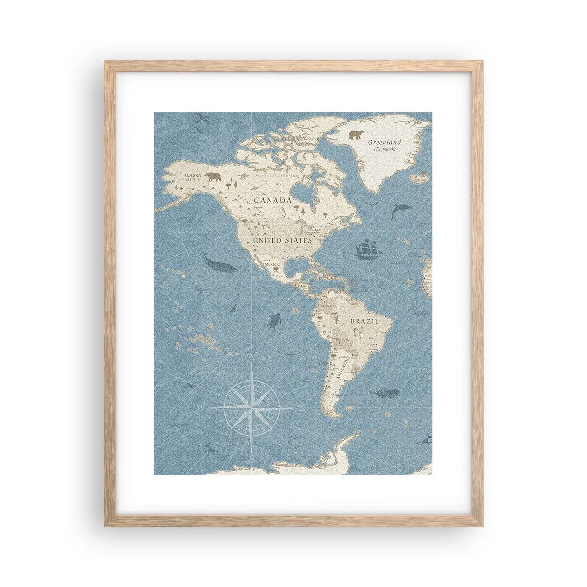 Poster în ramă de stejar deschis - Lumea la îndemână - 40x50 cm