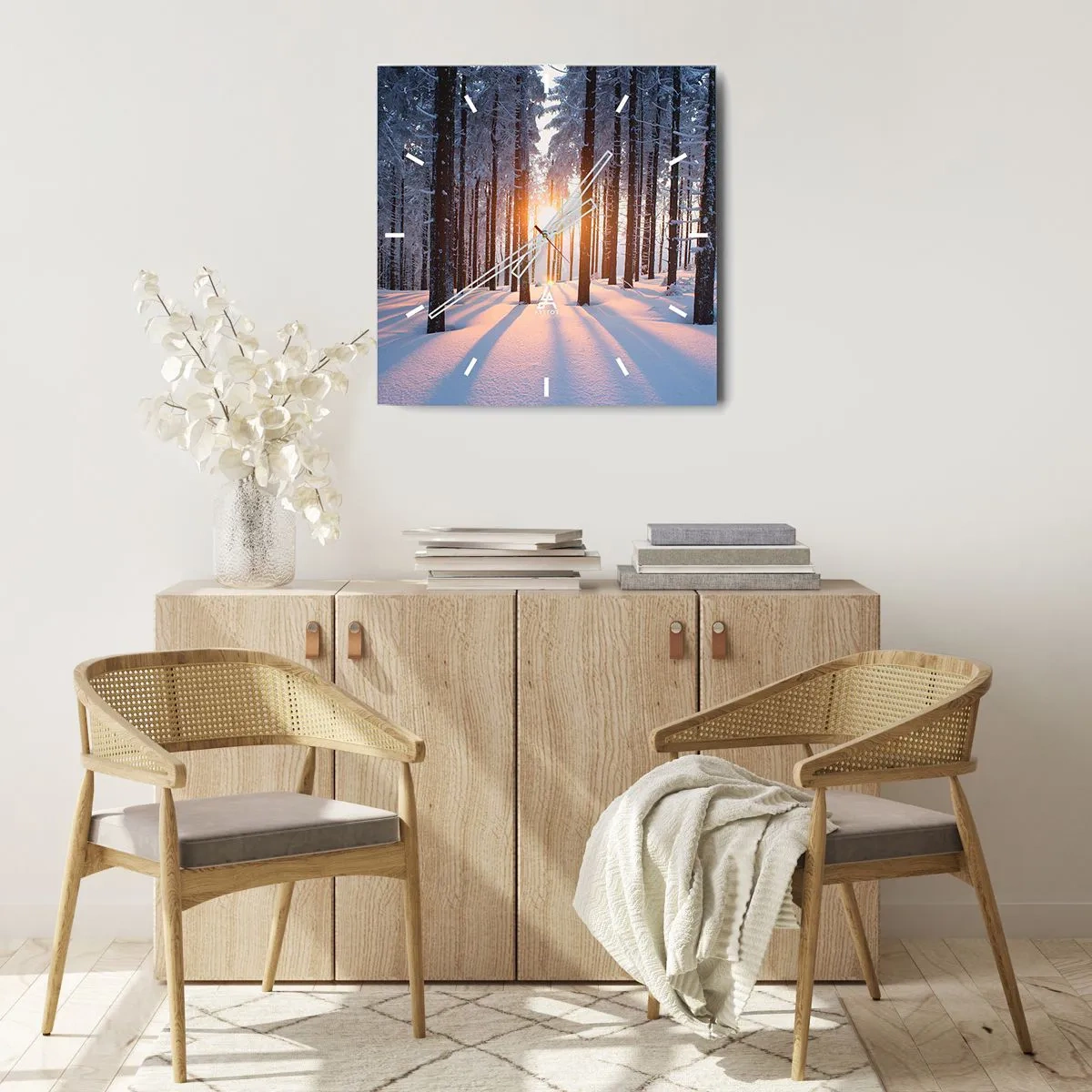 Ceas de perete - Ceas pe sticlă - În mod clar în alb și negru - 40x40 cm