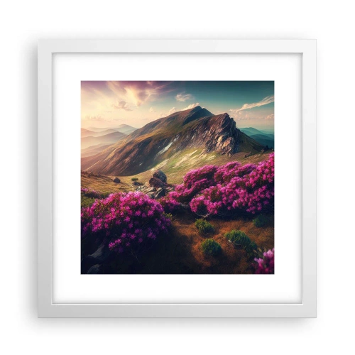 Poster în ramă albă - Vara la munte - 30x30 cm